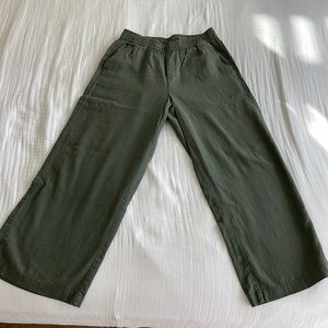 Green linen wide leg pants